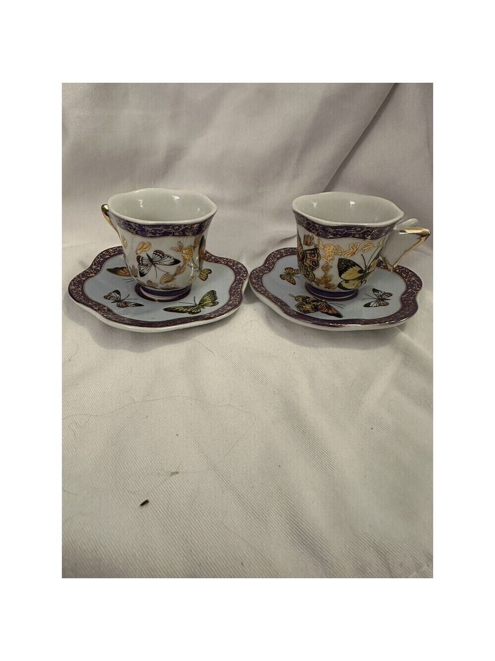 2 Formalities by Baum Bros Butterfly Collection Tea Cup And  Saucer Gilded Gold